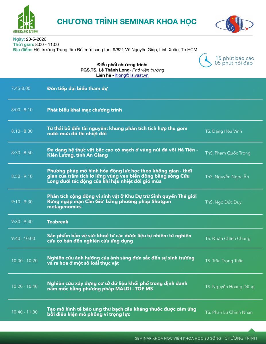 CHƯƠNG TRÌNH SEMINAR KHOA HỌC